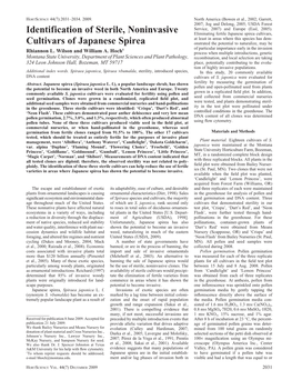 Identification of Sterile, Noninvasive Cultivars of Japanese Spirea