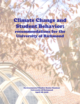 Climate Change and Student Behavior: Recommendations for the University of Richmond