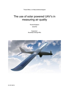 The Use of Solar Powered UAV's in Measuring Air Quality