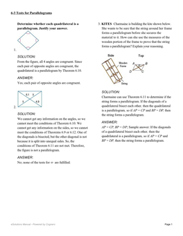 Determine Whether Each Quadrilateral Is a Parallelogram. Justify Your