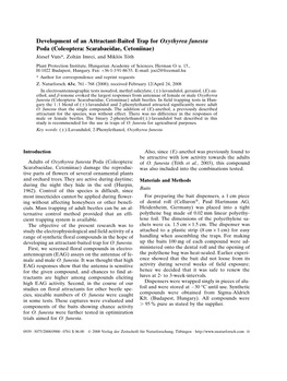 Development of an Attractant-Baited Trap for Oxythyrea Funesta Poda (Coleoptera: Scarabaeidae, Cetoniinae) Jo´ Zsef Vuts*, Zolta´N Imrei, and Miklo´ Sto´ Th