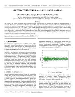 Speech Compression Analysis Using Matlab