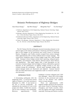 Seismic Performance of Highway Bridges 5555 Volume 2, Number 1, March 2000, Pp