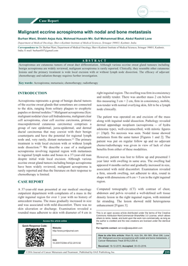 Malignant Eccrine Acrospiroma with Nodal and Bone Metastasis