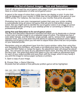 Fix Out-Of-Gamut Images - Hue and Saturation First Off, Did You Read the Out-Of-Gamut Color Page? If Not, You May Want to Read It