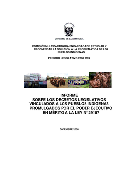 Informe Sobre Los Decretos Legislativos Vinculados a Los Pueblos Indígenas Promulgados Por El Poder Ejecutivo En Mérito a La Ley N° 29157