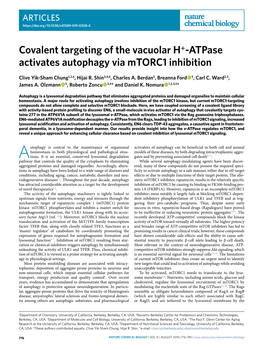 Covalent Targeting of the Vacuolar H+-Atpase Activates Autophagy Via Mtorc1 Inhibition