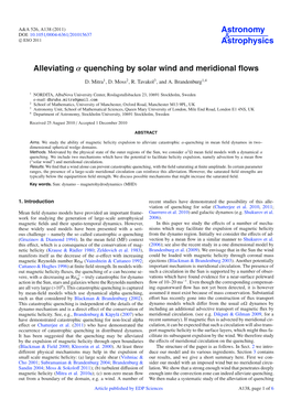 Alleviating Α Quenching by Solar Wind and Meridional Flows