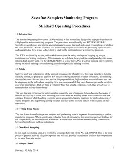 Standard Operating Procedures