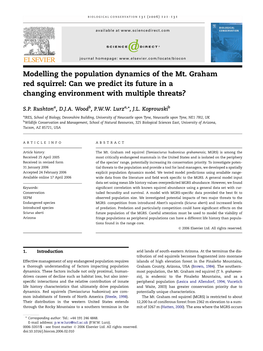 Modelling the Population Dynamics of the Mt. Graham Red Squirrel: Can We Predict Its Future in a Changing Environment with Multiple Threats?