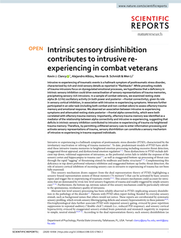 Intrinsic Sensory Disinhibition Contributes to Intrusive Re-Experiencing in Combat Veterans