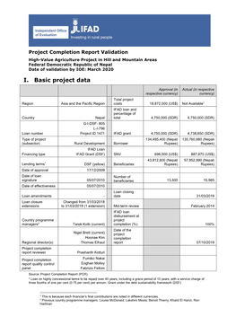 I. Basic Project Data