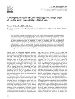 A Multigene Phylogeny of Galliformes Supports a Single Origin of Erectile Ability in Non-Feathered Facial Traits