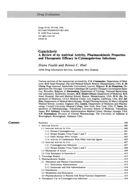 Ganciclovir a Review of Its Antiviral Activity, Pharmacokinetic Properties and Therapeutic Efficacy in Cytomegalovirus Infections