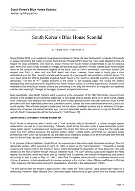 South Korea's Blue House Scandal