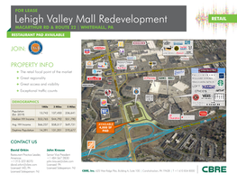 Lehigh Valley Mall Redevelopment MACARTHUR RD & ROUTE 22 | WHITEHALL, PA