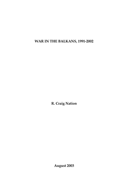 War in the Balkans, 1991-2002