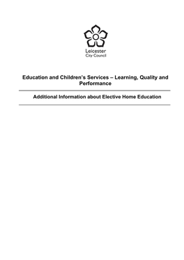 Additional Information About Elective Home Education Contents