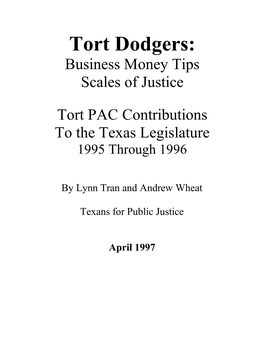 Tort Dodgers: Business Money Tips Scales of Justice