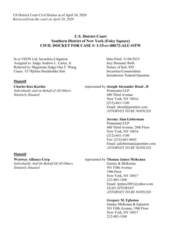 In Re VEON, Ltd. Securities Litigation 15-CV-08672-U.S. District Court