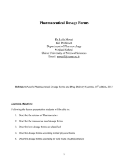 Pharmaceutical Dosage Forms