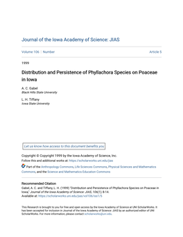 Distribution and Persistence of Phyllachora Species on Poaceae in Iowa