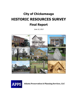 City of Chickamauga Historic Resources Survey Final Report