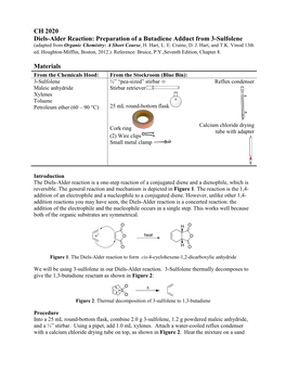 CH 2020 Diels-Alder Reaction: Preparation of a Butadiene Adduct from 3-Sulfolene (Adapted from Organic Chemistry: a Short Course, H