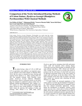 Comparison of the Newly Introduced Rearing Methods of Cotton Stainer, Dysdercus Koenigii (Hemiptera: Pyrrhocoridae) with Classical Methods