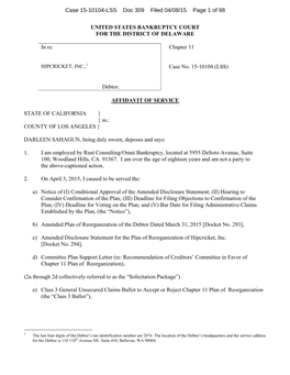 Case 15-10104-LSS Doc 309 Filed 04/08/15 Page 1 of 98