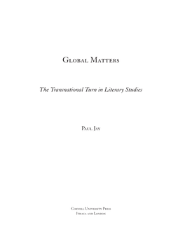 Global Matters: the Transnational Turn in Literary Studies