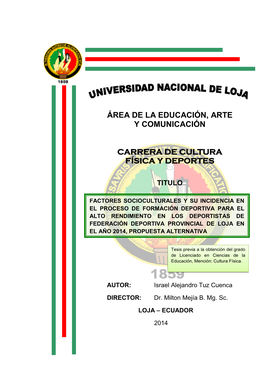 Área De La Educación, Arte Y Comunicación Carrera De Cultura Física Y Deportes