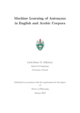 Machine Learning of Antonyms in English and Arabic Corpora