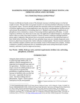 Maximizing Fertilizer Efficiency Through Tissue Testing and Improved Application Methods