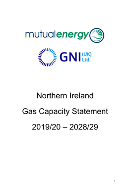 Northern Ireland Gas Capacity Statement 2019/20 – 2028/29
