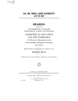 H.R. 986, Tribal Labor Sovereignty Act of 2017