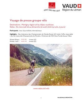 Voyage De Presse Groupe Vélo