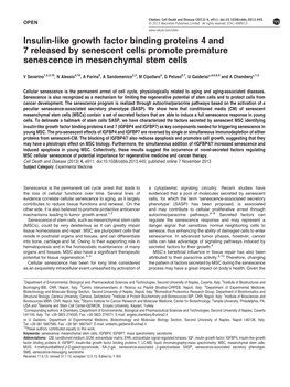 Insulin-Like Growth Factor Binding Proteins 4 and 7 Released by Senescent Cells Promote Premature Senescence in Mesenchymal Stem Cells