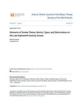 Norms, Types, and Deformations in the Late-Eighteenth-Century Sonata