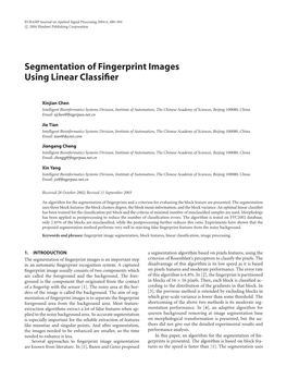 Segmentation of Fingerprint Images Using Linear Classifier