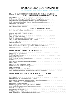 RADIO NAVIGATION AIDS, Pub 117 Searchable Electronic Version Distributed by Starpath School of Navigation