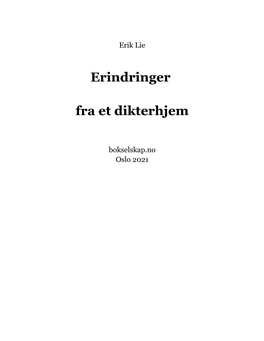 Erindringer Fra Et Dikterhjem