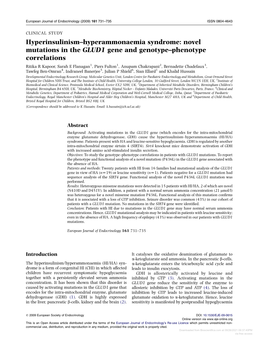 Novel Mutations in the GLUD1 Gene