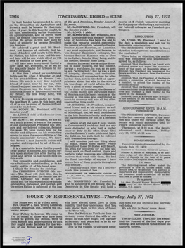 HOUSE of REPRESENTATIVES—Thursday, July 27, 1972