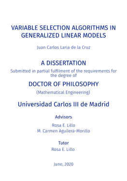 Variable Selection Algorithms in Generalized Linear Models