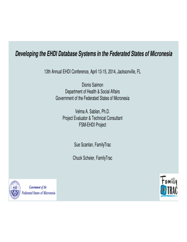 Developing the EHDI Database Systems in the Federated States of Micronesia