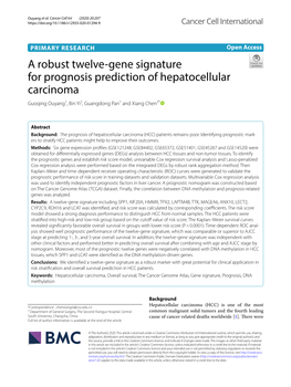 A Robust Twelve-Gene Signature for Prognosis Prediction Of