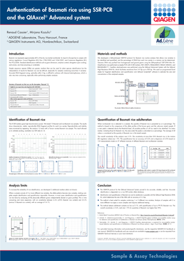 Authentication of Basmati Rice Using SSR-PCR and the Qiaxcel® Advanced System