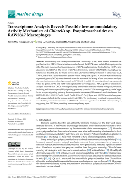 Transcriptome Analysis Reveals Possible Immunomodulatory Activity Mechanism of Chlorella Sp