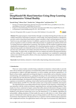 Hand Interface Using Deep Learning in Immersive Virtual Reality